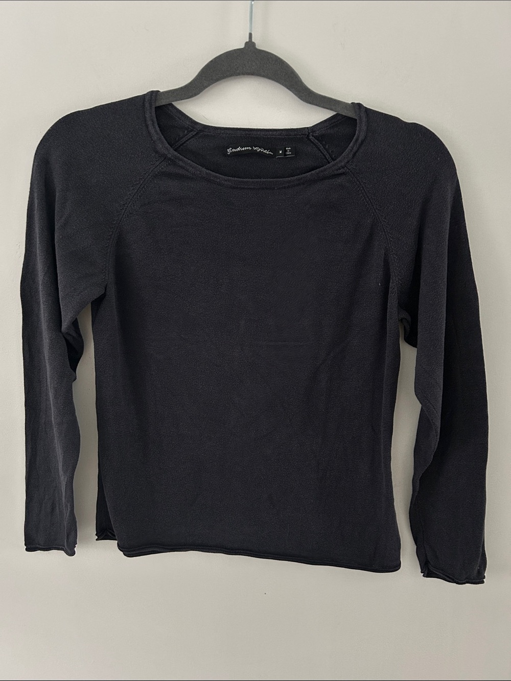Gudrun Sjoden Silk Raglan Sweater Navy Women's M Essential 3/4 Sleeve Lagenlook